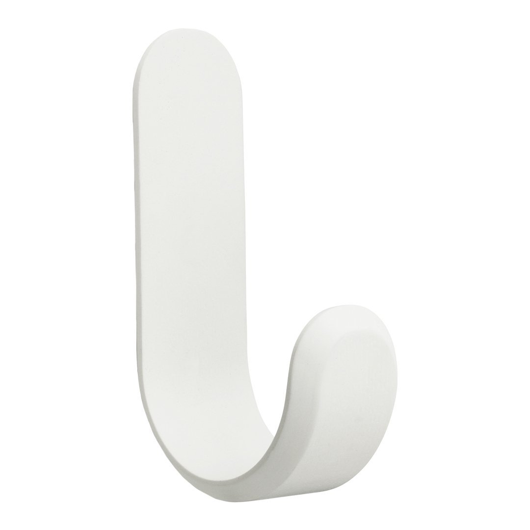 Sleek white wall hook with a smooth, minimalist design and no visible patterns. Perfect for modern decor.