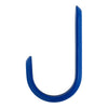 Bright blue J-shaped hook with a smooth, glossy finish. Ideal for various hanging needs.