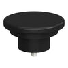 Black round furniture knob with a smooth, glossy finish. Ideal for modern decor.