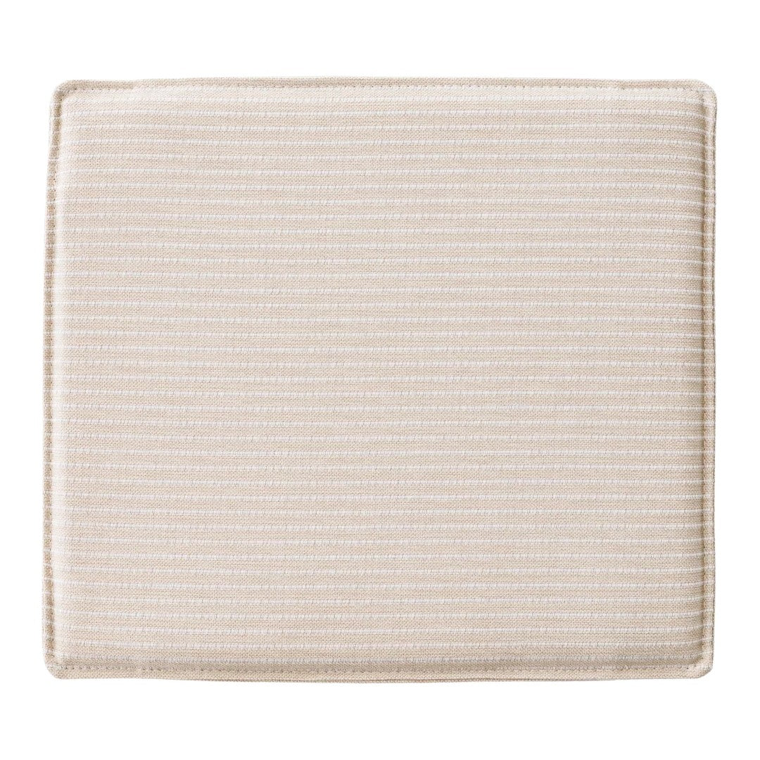 Cream-colored square placemat with subtle beige stripes, perfect for dining decor.