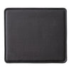 Black faux leather square coaster with a smooth, glossy finish and rounded edges. Ideal for modern dining.