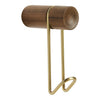 Walnut wood and gold metal wall hook with a sleek, modern design. Elegant color contrast and minimalistic pattern.