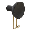 Black round wall hook with a sleek gold metal hook for a modern touch. Perfect for minimalistic decor.