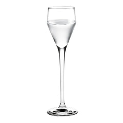 Clear, elegant glass with a tall stem, featuring a smooth and glossy finish for a sophisticated look.