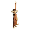 Wooden monkey wall hook with a natural finish, featuring shades of brown and light tan, showcasing playful design elements.